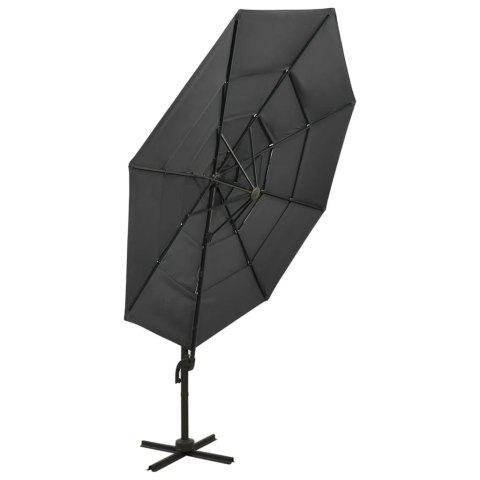 4-POZIOMOWY PARASOL NA ALUMINIOWYM SŁUPKU ANTRACYTOWY 3X3 M