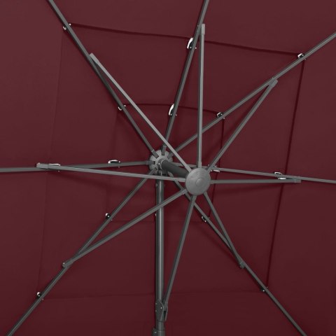 4-POZIOMOWY PARASOL NA ALUMINIOWYM SŁUPKU BORDOWY 250X250CM
