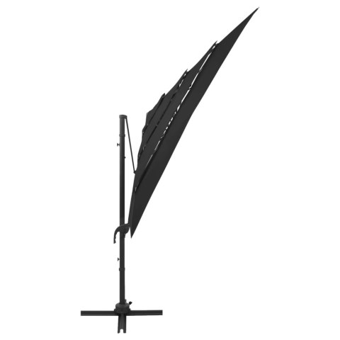 4-POZIOMOWY PARASOL NA ALUMINIOWYM SŁUPKU CZARNY 250X250CM