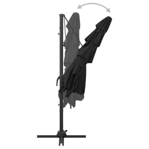 4-POZIOMOWY PARASOL NA ALUMINIOWYM SŁUPKU CZARNY 250X250CM