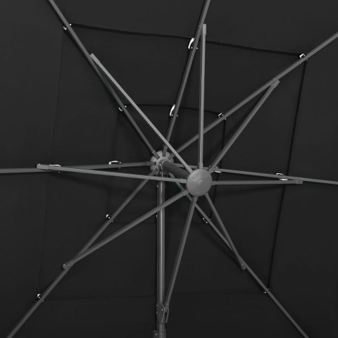 4-POZIOMOWY PARASOL NA ALUMINIOWYM SŁUPKU CZARNY 250X250CM