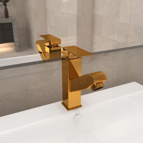 BATERIA UMYWALKOWA Z WYCIĄGANĄ WYLEWKĄ ZŁOTA 157X172 MM