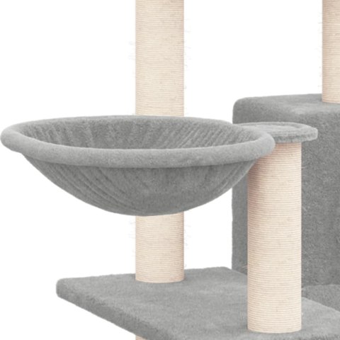 DRAPAK DLA KOTA Z SIZALOWYMI SŁUPKAMI JASNOSZARY 82CM