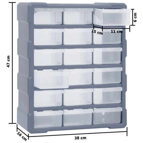 ORGANIZER Z 18 ŚREDNIMI SZUFLADKAMI, 38X16X47 CM
