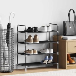 STOJAK NA BUTY Z 4 PÓŁKAMI METAL I WŁÓKNINA CZARNY