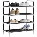 STOJAK NA BUTY Z 4 PÓŁKAMI METAL I WŁÓKNINA CZARNY