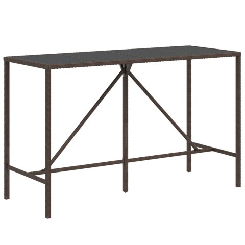 STOLIK BAROWY ZE SZKLANYM BLATEM BRĄZOWY 180X70X110CM
