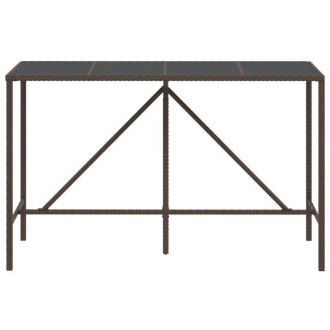 STOLIK BAROWY ZE SZKLANYM BLATEM BRĄZOWY 180X70X110CM