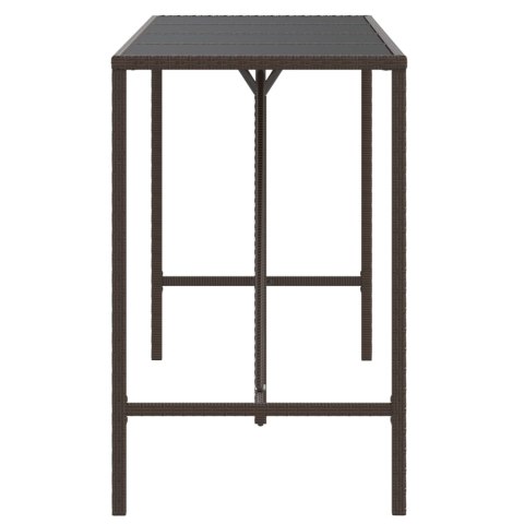 STOLIK BAROWY ZE SZKLANYM BLATEM BRĄZOWY 180X70X110CM