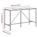 STOLIK BAROWY ZE SZKLANYM BLATEM BRĄZOWY 180X70X110CM