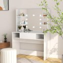 STOLIK DO MAKIJAŻU Z LED 100X40X135CM MDF LŚNIĄCY BIAŁY