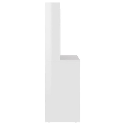 STOLIK DO MAKIJAŻU Z LED 100X40X135CM MDF LŚNIĄCY BIAŁY