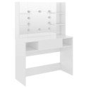 STOLIK DO MAKIJAŻU Z LED 100X40X135CM MDF LŚNIĄCY BIAŁY