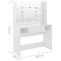 STOLIK DO MAKIJAŻU Z LED 100X40X135CM MDF LŚNIĄCY BIAŁY
