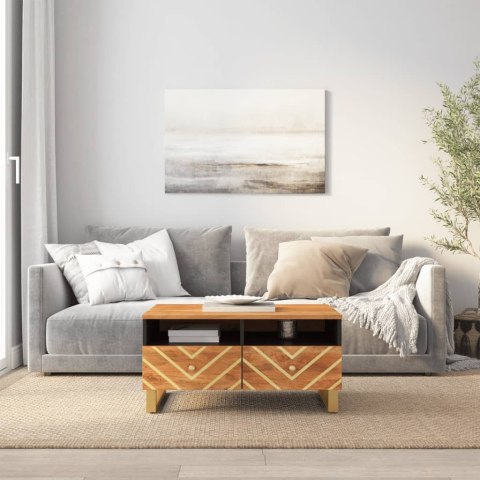 STOLIK KAWOWY BRĄZOWO-CZARNY 80X54X40CM LITE DREWNO MANGO