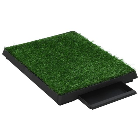 TOALETA DLA ZWIERZĄT Z TACĄ I SZTUCZNĄ TRAWĄ ZIELEŃ 63X50X7CM