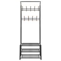 VidaXL Wieszak na ubrania z półkami na buty, 68x32x182,5 cm, czarny
