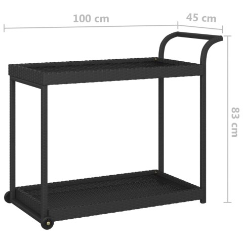 WÓZEK BAROWY CZARNY 100X45X83CM POLIRATTAN