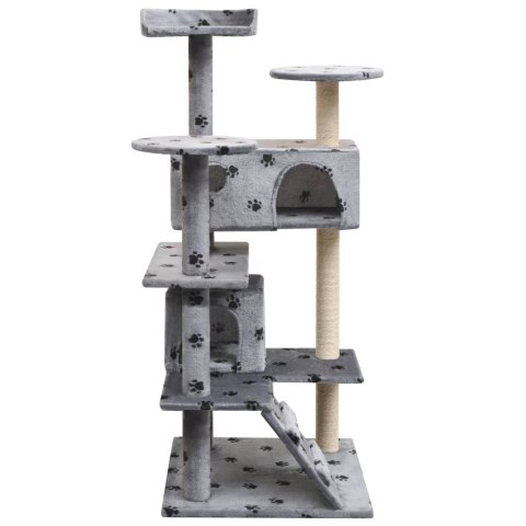 DRAPAK DLA KOTA 125CM SZARY ZE WZOREM W KOCIE ŁAPKI
