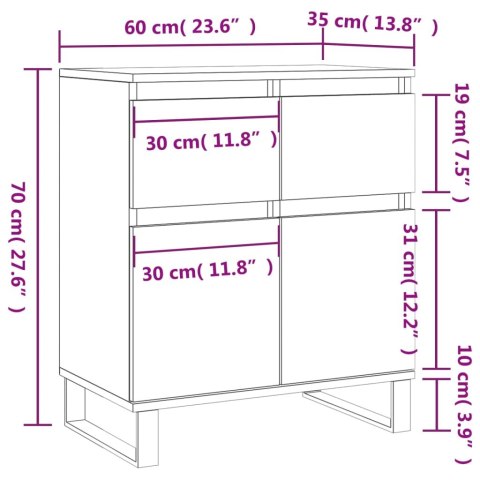 KOMODA SZAROŚĆ BETONU 60X35X70CM MATERIAŁ DREWNOPOCHODNY
