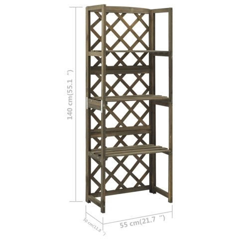 KRATKA OGRODOWA Z PÓŁKAMI SZARA 55X30X140CM DREWNO JODŁOWE