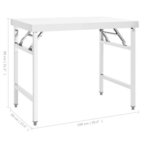 KUCHENNY SKŁADANY STÓŁ ROBOCZY 100X60X80CM STAL NIERDZEWNA
