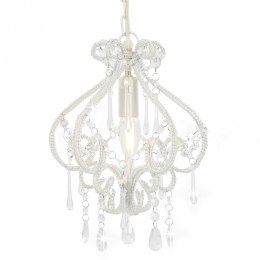 LAMPA SUFITOWA Z KORALIKAMI BIAŁA OKRĄGŁA E14