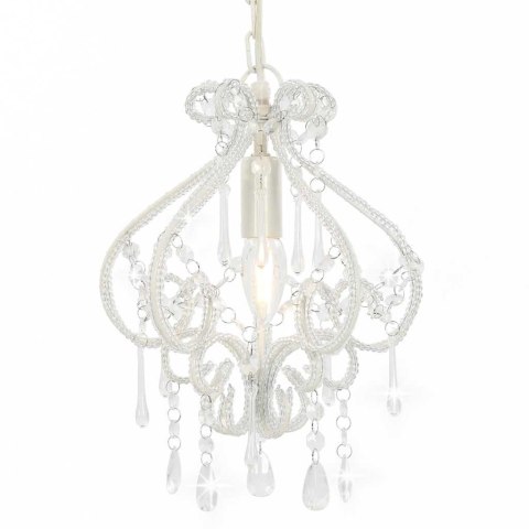 LAMPA SUFITOWA Z KORALIKAMI BIAŁA OKRĄGŁA E14