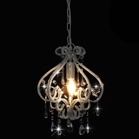 LAMPA SUFITOWA Z KORALIKAMI BIAŁA OKRĄGŁA E14