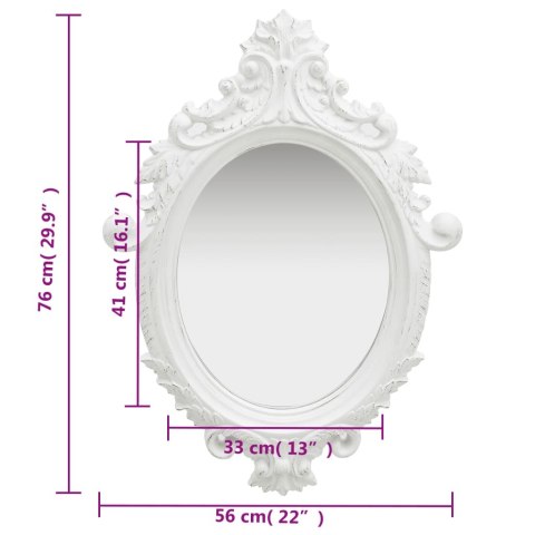 LUSTRO ŚCIENNE W OZDOBNEJ RAMIE 56X76CM BIAŁE