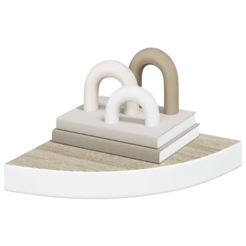NAROŻNA PÓŁKA ŚCIENNA DĄB I BIEL 25X25X3,8CM MDF