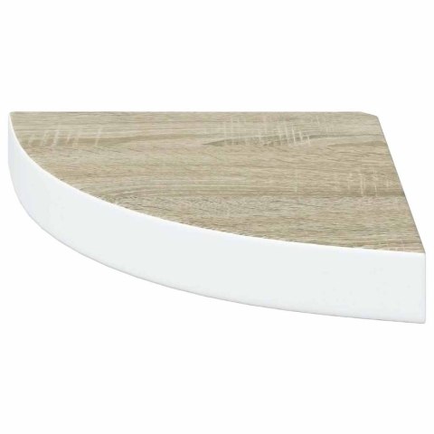 NAROŻNA PÓŁKA ŚCIENNA DĄB I BIEL 25X25X3,8CM MDF