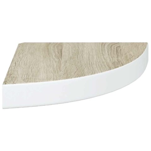 NAROŻNA PÓŁKA ŚCIENNA DĄB I BIEL 25X25X3,8CM MDF