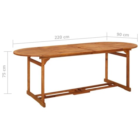 OGRODOWY STÓŁ JADALNIANY 220X90X75CM LITE DREWNO AKACJOWE