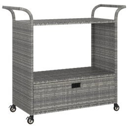 WÓZEK BAROWY Z SZUFLADĄ SZARY 100X45X97CM POLIRATTAN
