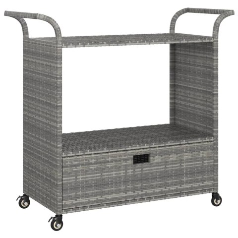 VidaXL Wózek barowy z szufladą, szary, 100x45x97 cm, polirattan
