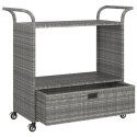 VidaXL Wózek barowy z szufladą, szary, 100x45x97 cm, polirattan