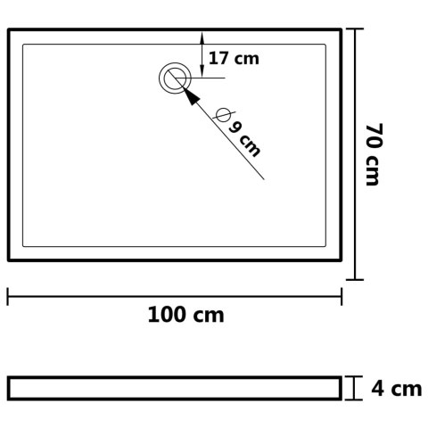BRODZIK PRYSZNICOWY Z WYPUSTKAMI BIAŁY 70X100X4CM ABS