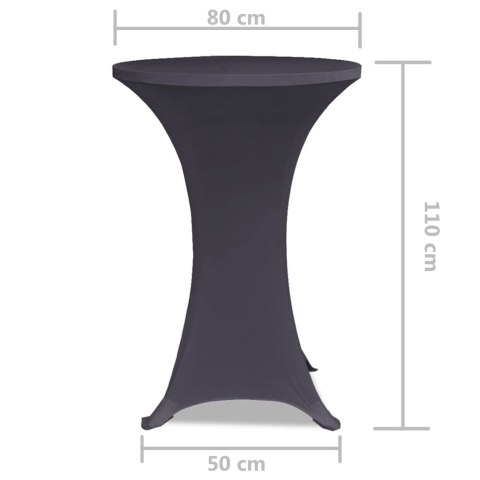 ELASTYCZNE NAKRYCIE STOŁU ANTRACYTOWE 2 SZT. 80CM