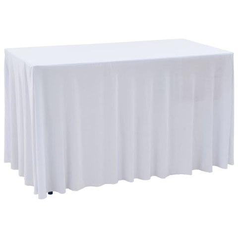 ELASTYCZNE OBRUSY Z FALBANĄ 2 SZT. 183X76X74CM BIAŁE