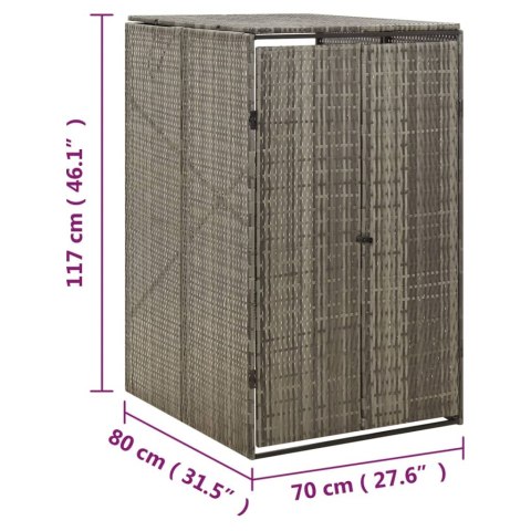 OSŁONA NA KOSZ NA ŚMIECI SZARA 70X80X117CM POLIRATTAN