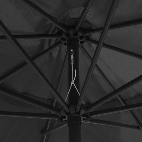 PARASOL OGRODOWY NA METALOWYM SŁUPKU 390CM ANTRACYTOWY