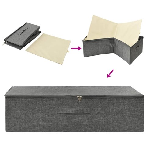 POJEMNIKI 2 SZT. TKANINA 70X40X18CM ANTRACYTOWE