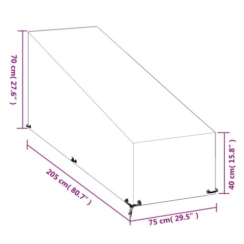 POKROWIEC NA LEŻAK OGRODOWY 12 OCZEK 205X75X40/70CM PE