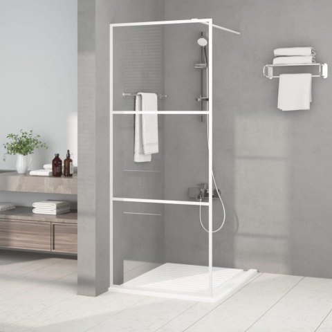 ŚCIANKA PRYSZNICOWA BIAŁA 80X195CM PRZEZROCZYSTE SZKŁO ESG