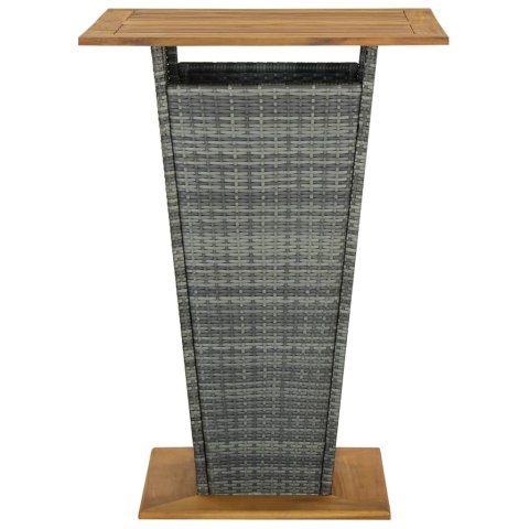 STOLIK BAROWY SZARY 80X80X110CM RATTAN PE I LITA AKACJA