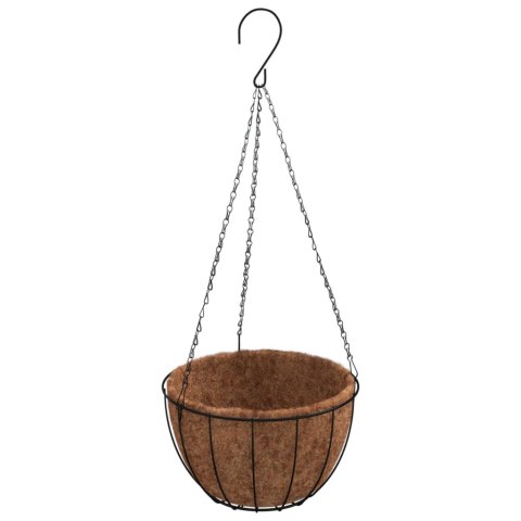 WISZĄCE DONICZKI 4 SZT. Z MATĄ KOKOSOWĄ CZARNE Ø 30X52CM