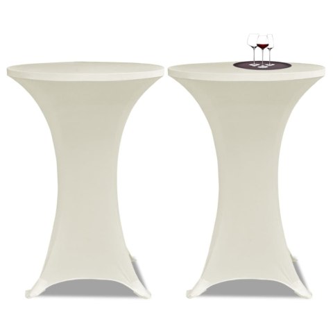 OBRUS NA STÓŁ BAROWY Ø 60 CM KREMOWY ROZCIĄGANY 2 SZT