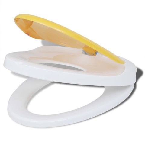 DESKI SEDESOWE WOLNOOPADAJĄCE 2 SZT. PLASTIKOWE BIAŁO-ŻÓŁTE