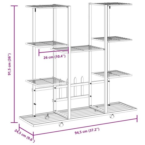 KWIETNIK NA KÓŁKACH 94,5X24,5X91,5CM CZARNY ŻELAZO